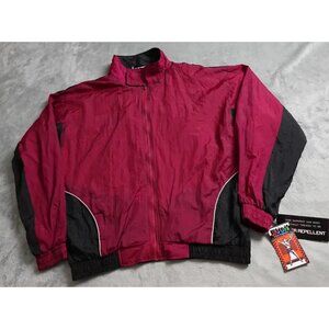 Vintage Voit Windbreaker Jacket Men's 2XL Red Black Band Collar Zip Waterproof